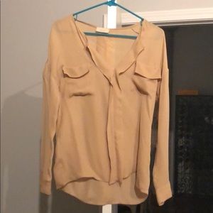 Blush Long Sleeve Silk Blouse